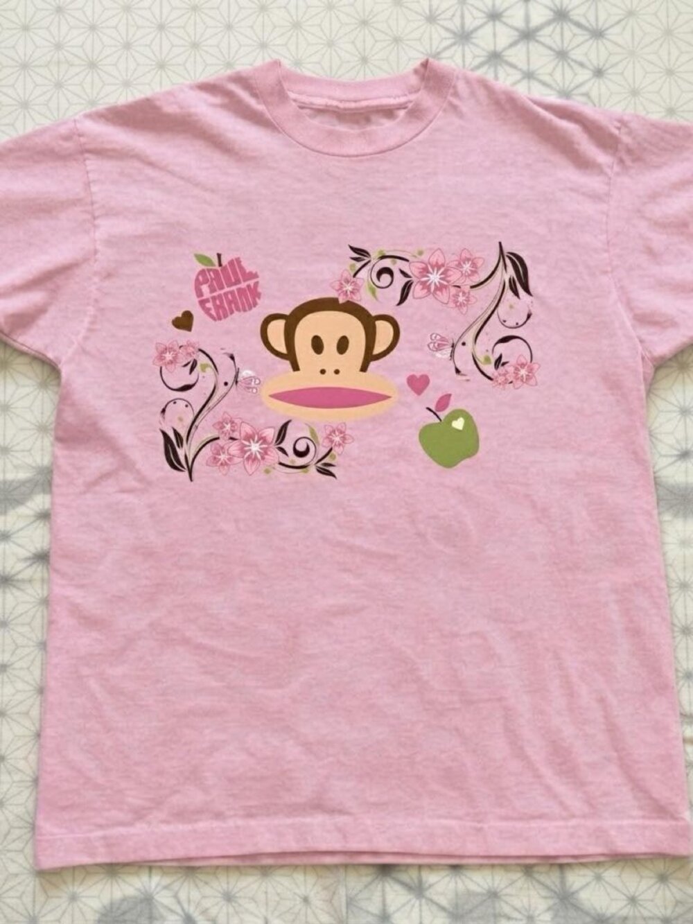 Cute Monkey Graphic T-Shirt – Pink Floral Cartoon Tee